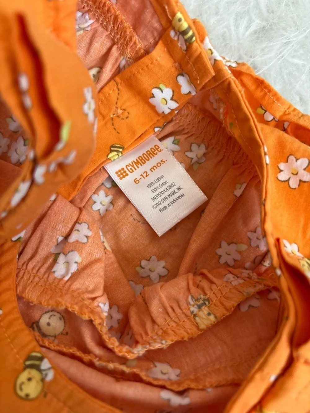 Gymboree Baby Girl Bright Orange Floral & Bee Ruffle Sundress